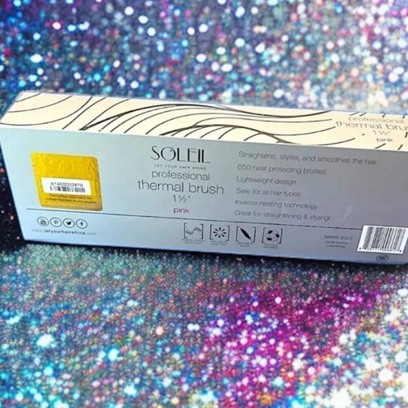 Soleil Thermal Brush Pink 1.5" Barrel Tourmaline Hair Tool for Silky Frizz-Free - Picture 5 of 10